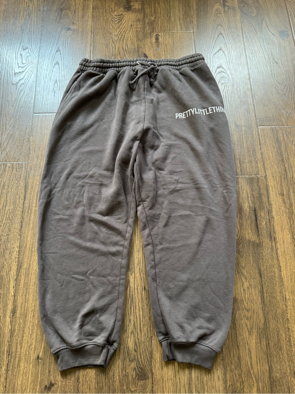 PrettyLittleThing Brown Logo Drawstring Joggers